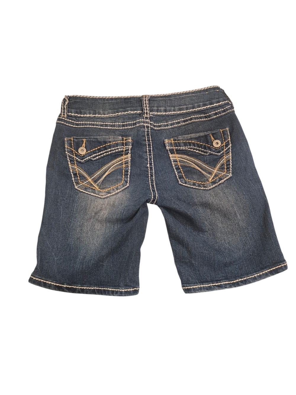 Rue21 Dark Blue Denim Bermuda Shorts with Contrast Stitching